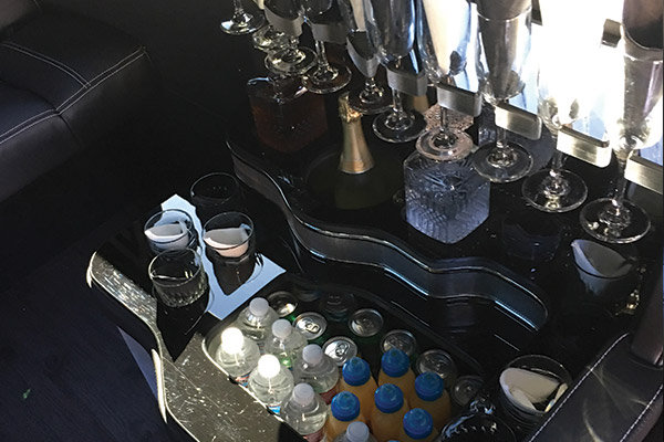 Mercedes Limo Van Interior Beverages